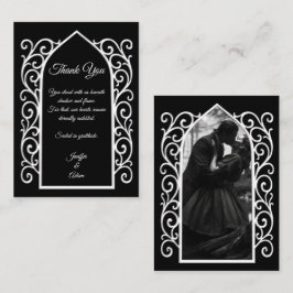 Ornate border black and white Gothic wedding ノートカード