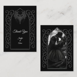 Ornate border black and white Gothic wedding ノートカード