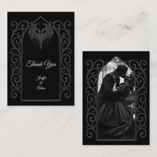 Ornate border black and white Gothic wedding ノートカード (正面/裏面)