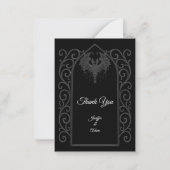 Ornate border black and white Gothic wedding ノートカード (正面)