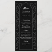 Ornate border black and white Gothic Wedding Menu メニュー (正面)