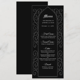 Ornate border black and white Gothic Wedding Menu メニュー