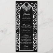 Ornate border black and white Gothic Wedding Menu メニュー (正面)
