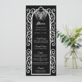 Ornate border black and white Gothic Wedding Menu メニュー (スタンド正面)