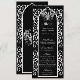 Ornate border black and white Gothic Wedding Menu メニュー