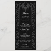 Ornate border black and white Gothic Wedding Menu メニュー (正面)
