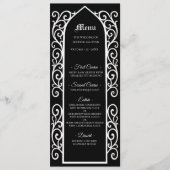 Ornate border black and white Gothic Wedding Menu メニュー (正面)