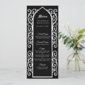 Ornate border black and white Gothic Wedding Menu メニュー (スタンド正面)