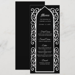 Ornate border black and white Gothic Wedding Menu メニュー
