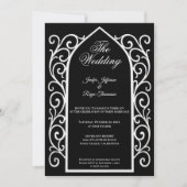 Ornate border black Gothic wedding Invitation 招待状 (正面)