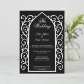 Ornate border black Gothic wedding Invitation 招待状 (スタンド正面)