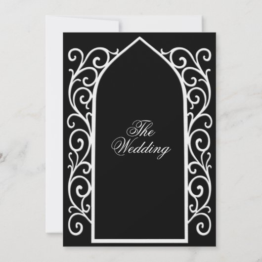 Ornate border black Gothic wedding Invitation 招待状 (裏面)