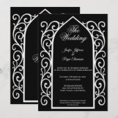 Ornate border black Gothic wedding Invitation 招待状 (正面/裏面)