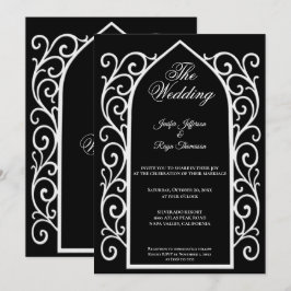 Ornate border black Gothic wedding Invitation 招待状