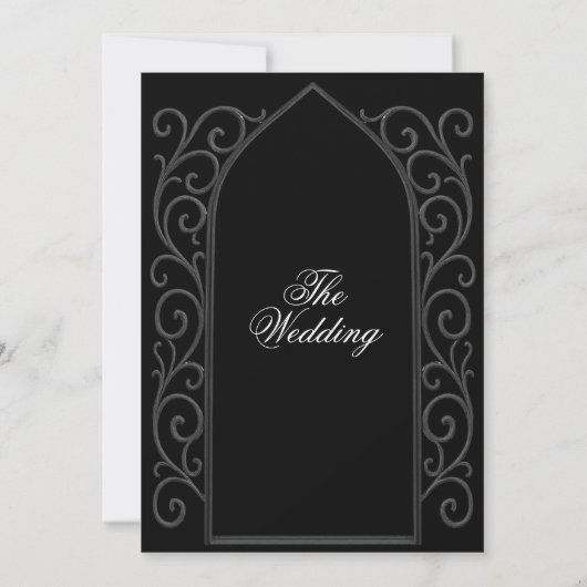 Ornate border black Gothic wedding Invitation 招待状 (裏面)