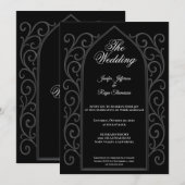 Ornate border black Gothic wedding Invitation 招待状 (正面/裏面)