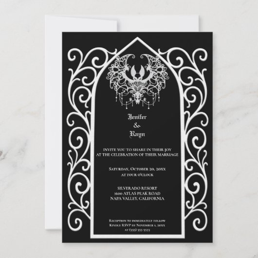 Ornate border Gothic wedding Invitation 招待状 (正面)