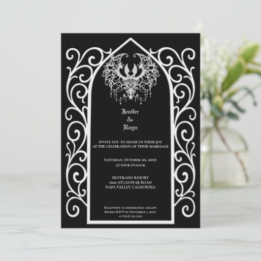 Ornate border Gothic wedding Invitation 招待状 (スタンド正面)