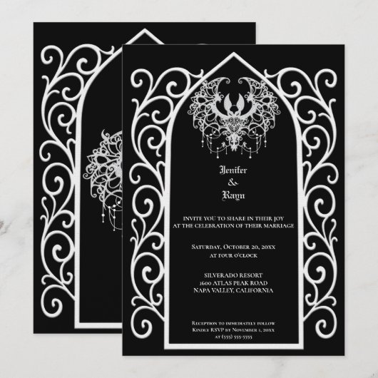 Ornate border Gothic wedding Invitation 招待状 (正面/裏面)