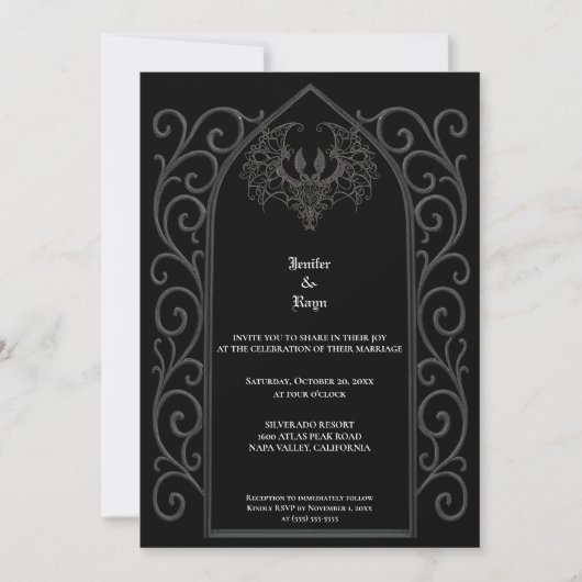 Ornate border Gothic wedding Invitation 招待状 (正面)