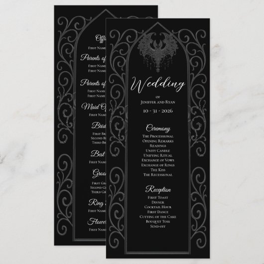 Ornate border Gothic Wedding Program メニュー (正面/裏面)