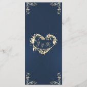 Ornate Border & Heart Monogram - Blue メニュー (裏面)