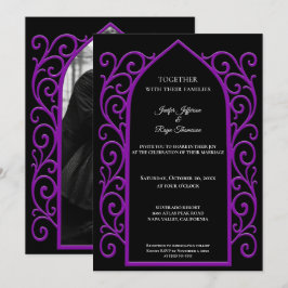 Ornate border Photo Gothic wedding Invitation 招待状
