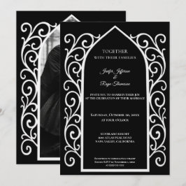 Ornate border Photo Gothic wedding Invitation 招待状