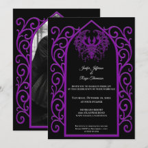 Ornate border Photo Gothic wedding Invitation