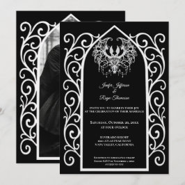 Ornate border Photo Gothic wedding Invitation 招待状
