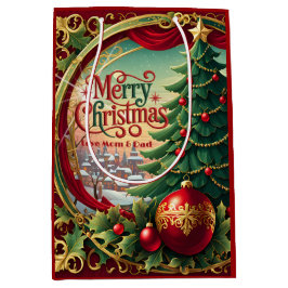 Ornate Christmas Tree ミディアムペーパーバッグ