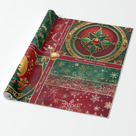 Ornate Christmas Wrapping Paper with Text ラッピングペーパー
