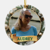 Ornate Christmas Wreath ANY Photo Tree Ornament セラミックオーナメント (正面)