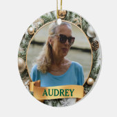 Ornate Christmas Wreath ANY Photo Tree Ornament セラミックオーナメント (左)