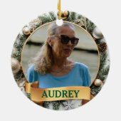 Ornate Christmas Wreath ANY Photo Tree Ornament セラミックオーナメント (裏面)