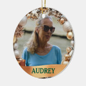 Ornate Christmas Wreath ANY Photo Tree Ornament セラミックオーナメント (左)