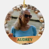Ornate Christmas Wreath ANY Photo Tree Ornament セラミックオーナメント (裏面)