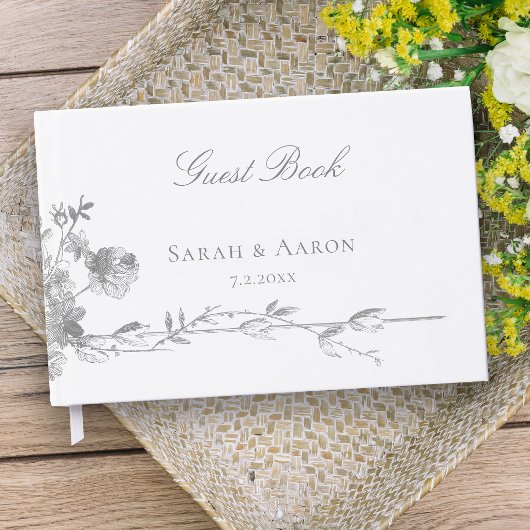 Ornate Classic French Rose Border Wedding ゲストブック
