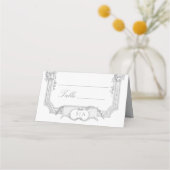 Ornate Classic French Rose Border Wedding プレイスカード (裏面)