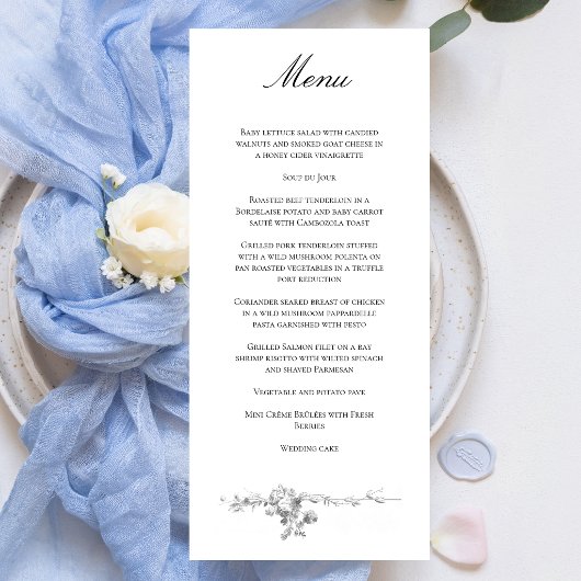 Ornate Classic French Rose Border Wedding メニュー