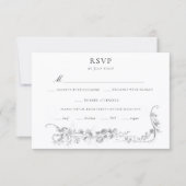 Ornate Classic French Rose Border Wedding 出欠カード (正面)