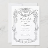 Ornate Classic French Rose Garland Wedding セーブザデート (正面)