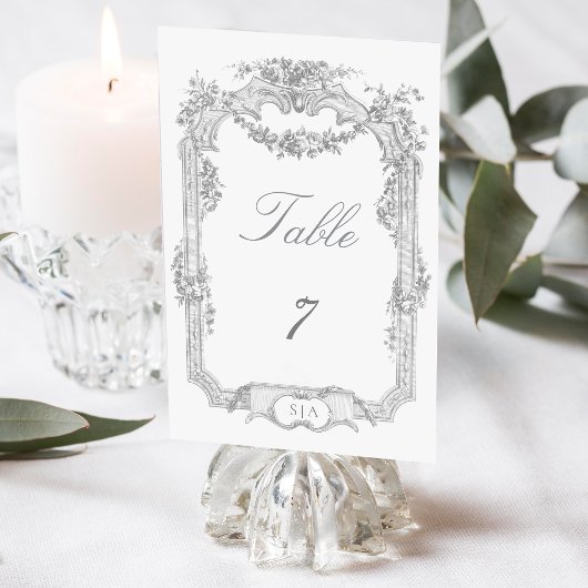 Ornate Classic French Rose Garland Wedding テーブルナンバー