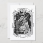 Ornate Classic French Rose Photo Wedding サンキューカード (正面)