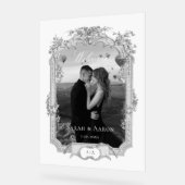 Ornate Classic French Rose Photo Wedding Welcome アクリルサイン (傾斜)