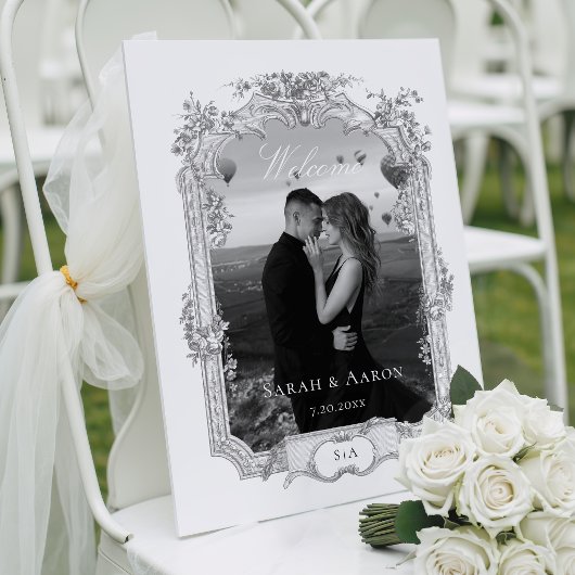 Ornate Classic French Rose Photo Wedding Welcome アクリルサイン