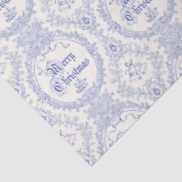Ornate Classic Vintage Merry Christmas Blue Toile 薄葉紙
