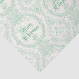 Ornate Classic Vintage Merry Christmas Green Toile 薄葉紙