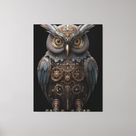 Ornate Clockwork Owl キャンバスプリント (正面)
