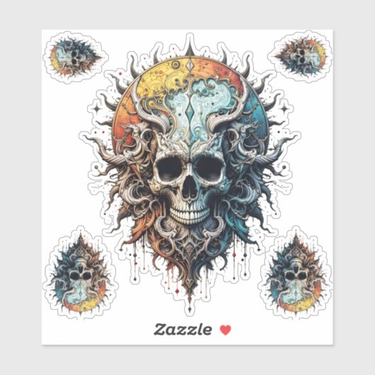 Ornate Cosmic Skull Gothic Baroque Mandala シール (シート)